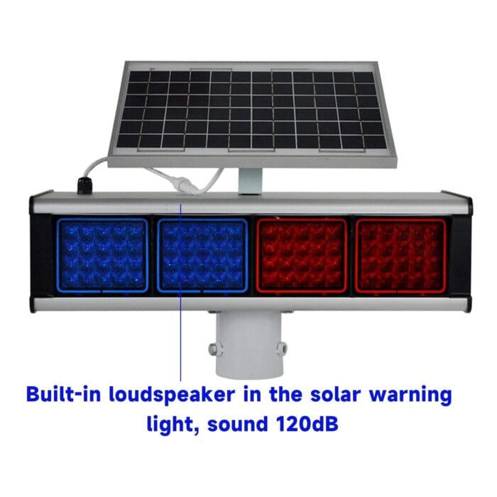 YASONG Solar Motion Detection Strobe Light Warning Light IP65 Waterproof 120dB LED Red and Blue Double-sided Flashing Lights Motion Sensor Alarm Siren for Traffic, Road Construction, Farm, Yard - Image 8
