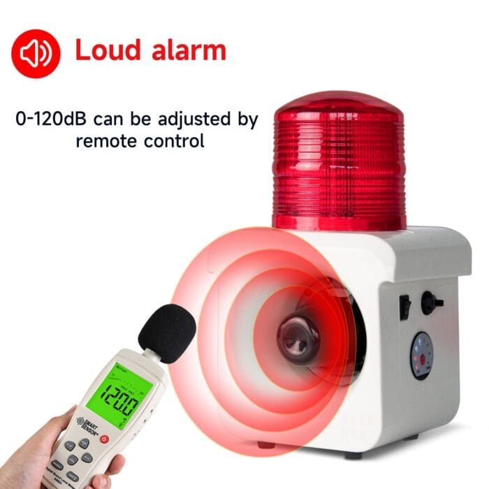 YASONG Portable Rechargeable Alarm Siren 120dB Horn 12 Tone Adjust Outdoor Siren with LED Strobe light, Charge for warehouses, home, factory, mines, school AC100-240V SLA-800B - Image 4