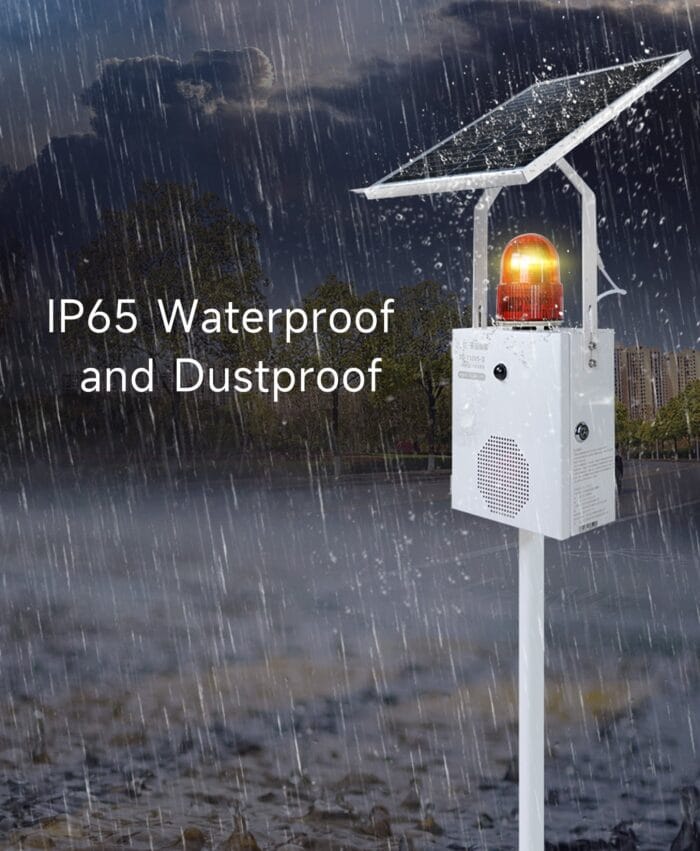 YASONG Solar Motion Sensor Alarm Siren Waterproof Outdoor Motion Detector Sirens with Strobe Light, 120dB Horn 17 Tones Adjustable Microwave Infrared Induction Alarm System SLA-118VS-II - Image 8