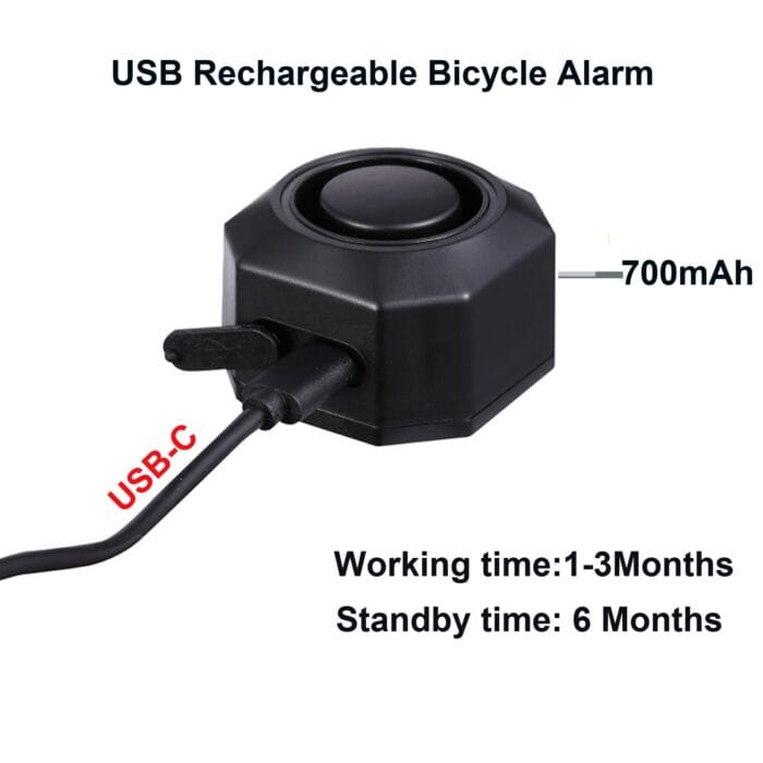 YASONG USB Rechargeable Bike Alarm Wireless Anti Theft Motorcycle Bicycle Alarm System with Remote Motion and Mount Waterproof Vibration Alarm System for Ebike Electric Bike Scooter Car (1 Pack) - Image 5