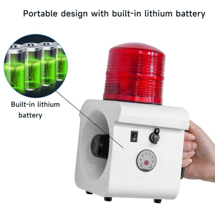 YASONG Portable Motion Sensor Alarm Siren Rechargeable Waterproof 120dB 12 Tones Adjustable Motion Detector LED Strobe Sirens for Home, Farm, Workshop AC100-240V SLA-800BW - Image 7