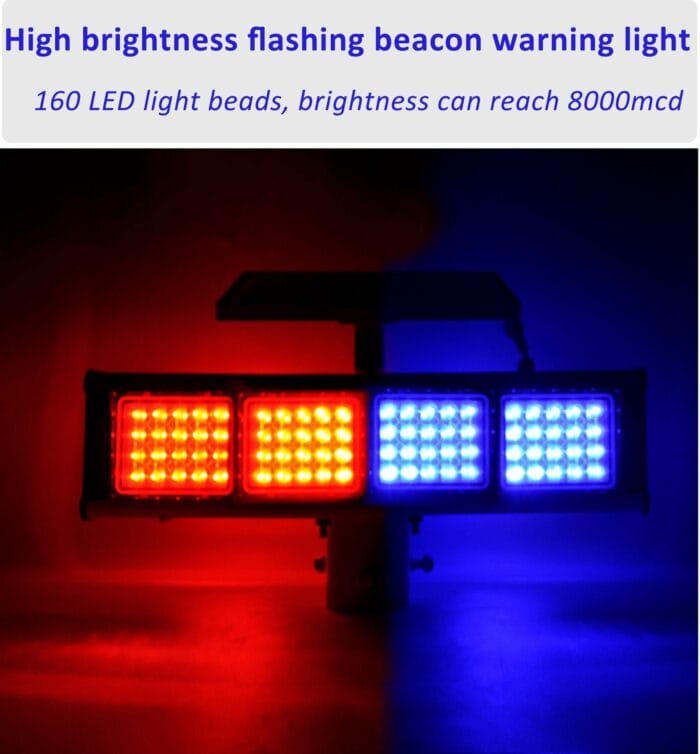 YASONG Solar Motion Detection Strobe Light Warning Light IP65 Waterproof 120dB LED Red and Blue Double-sided Flashing Lights Motion Sensor Alarm Siren for Traffic, Road Construction, Farm, Yard - Image 2