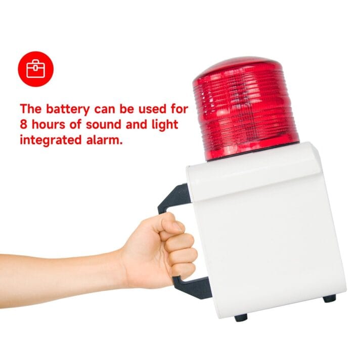 YASONG Portable Rechargeable Alarm Siren 120dB Horn 12 Tone Adjust Outdoor Siren with LED Strobe light, Charge for warehouses, home, factory, mines, school AC100-240V SLA-800B - Image 5