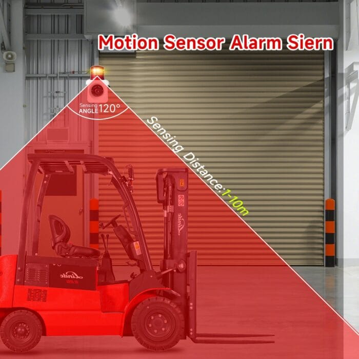 YASONG Portable Motion Sensor Alarm Siren Rechargeable Waterproof 120dB 12 Tones Adjustable Motion Detector LED Strobe Sirens for Home, Farm, Workshop AC100-240V SLA-800BW - Image 3