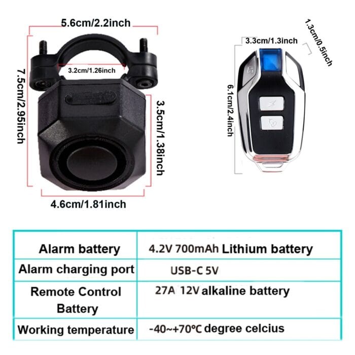 YASONG USB Rechargeable Bike Alarm Wireless Anti Theft Motorcycle Bicycle Alarm System with Remote Motion and Mount Waterproof Vibration Alarm System for Ebike Electric Bike Scooter Car (1 Pack) - Image 8