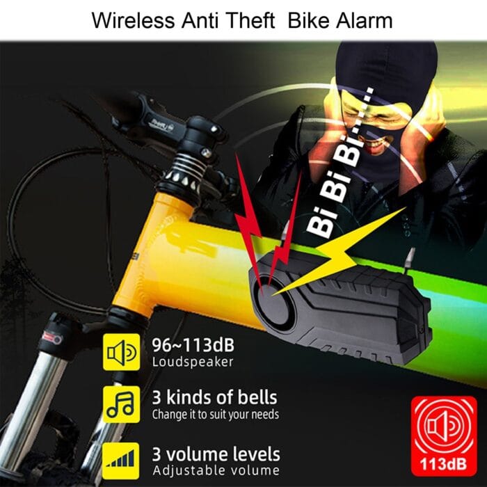 YASONG Wireless Bike Alarm 113dB Loud Anti-Theft Vibration Motorcycle Bicycle Alarm Waterproof Vehicle Security Vibration Sensor Alarm System for Vehicle&Car&Trailer((1 Pack)) - Image 2