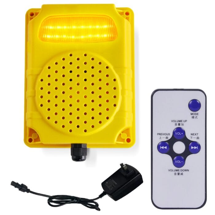 YASONG Motion Sensor Alarm Siren Waterproof Yellow Motion Detector Siren with 120 Decibel Horn 9 Tone Adjustable alarm system for Home Security, Factories, Warehouses, Home and Docks, AC100-240V - Image 1