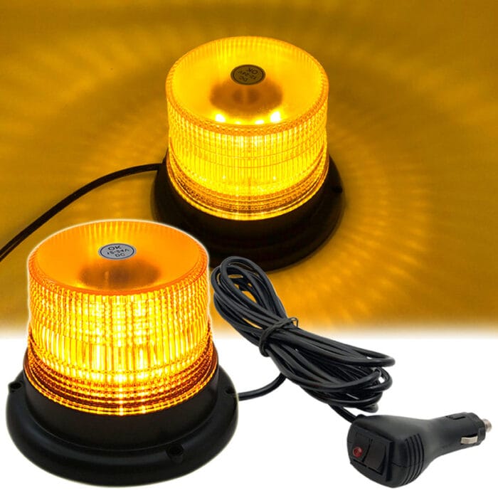 YASONG Amber LED Strobe Beacon Lights 40 LED Warning Emergency Flashing Light with Magnetic and 16ft Cord for Vehicle Truck Tractor Forklift Golf Carts Car Bus, DC12V-24V 1pcs - Image 1