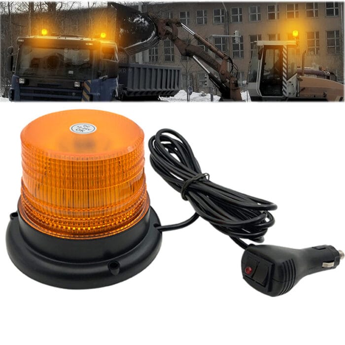 YASONG LED Strobe Light Amber 60 LED Beads Emergency Warning Beacon Flashing Light with Magnetic 16ft Cord and 10 Modes for Snow Plow Truck Construction Vehicles Forklift Tractor DC12V-48V - Image 1