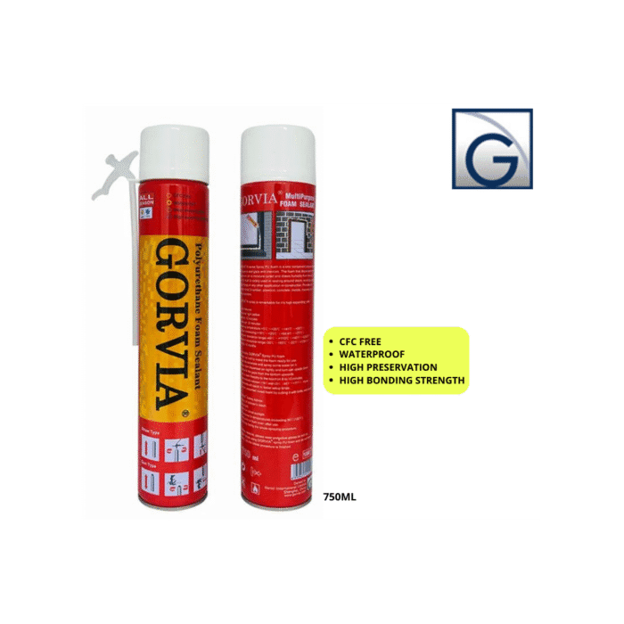 GORVIA PU Foam Spray 750ml. Seals gap & crevices. Weather Resistance. Multi purpose use. - Image 1