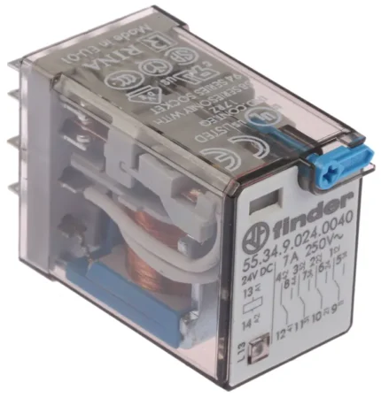 Finder 24V DC Relay 7A 4PDT- Plug In Power Relay